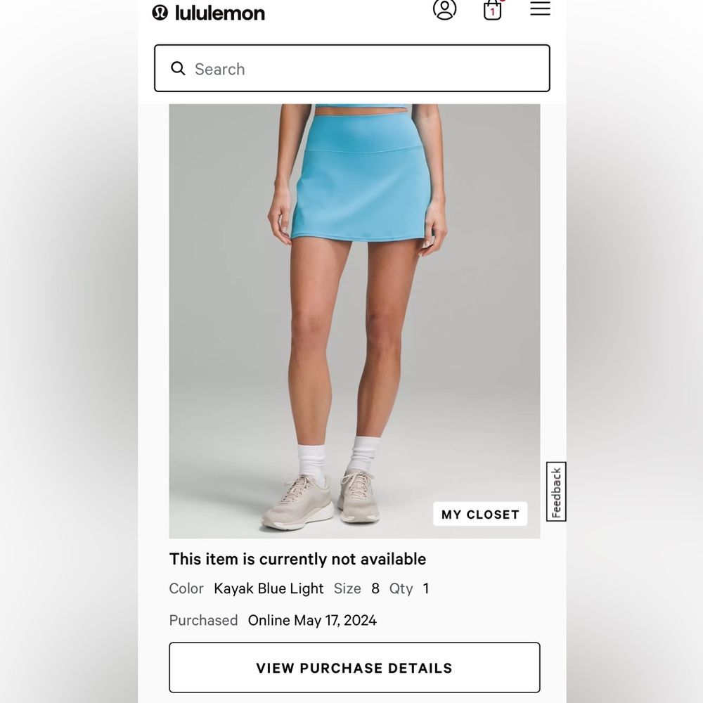 Lululemon “ Kayak Blue Light” Align High Rise skirt